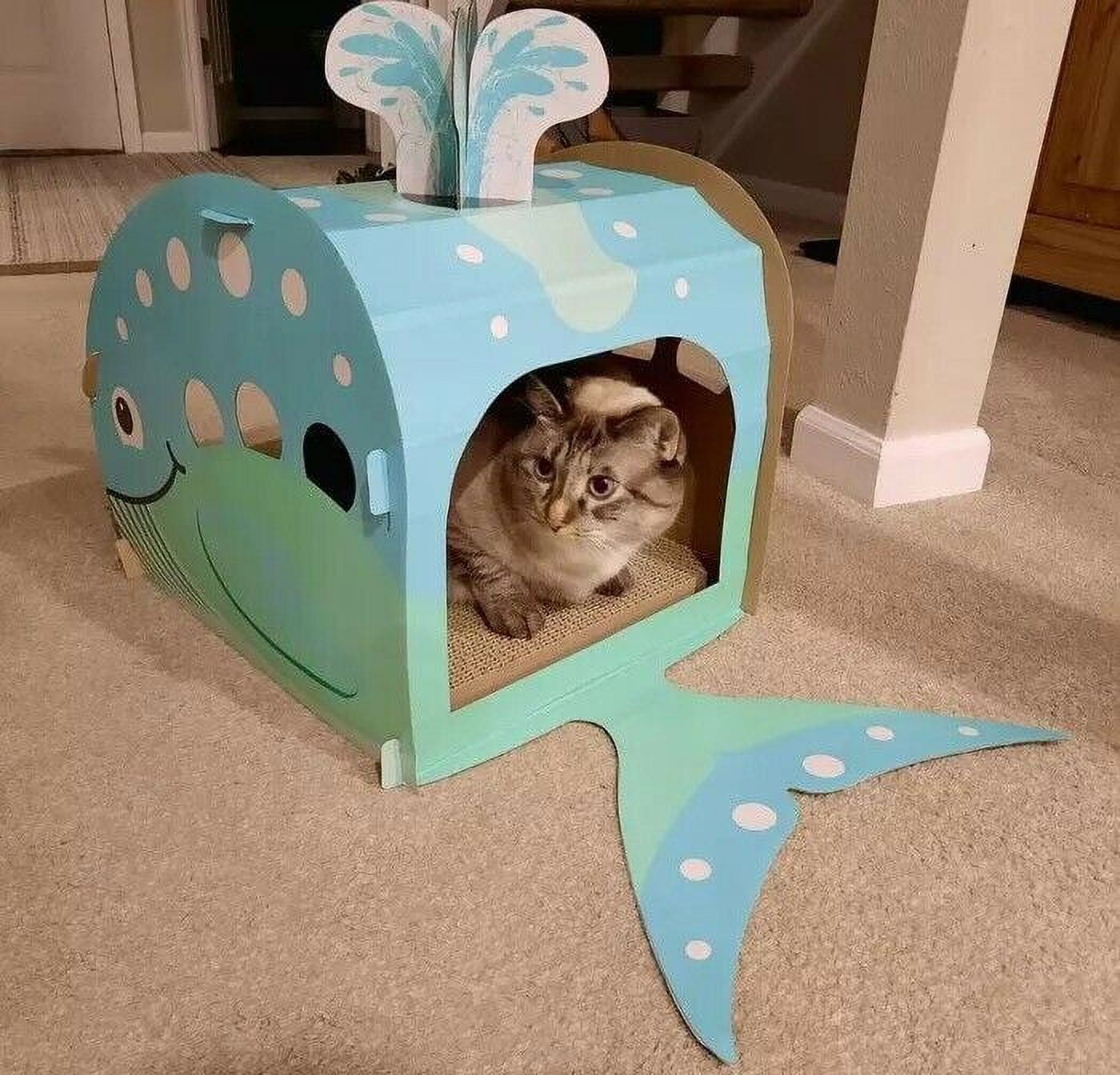 Boots & Barkley Whale Cat Scratching Pad with Toy Mouse