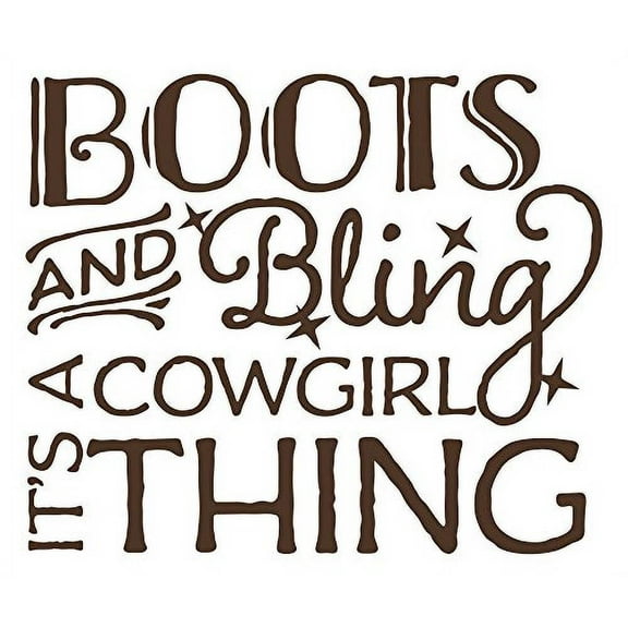 Boots & Bling ItS A Cowgirl Thing Western Wall Decal Quotes For Girls Room, Chocolate Brown, 23x19 ,