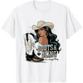 thumbnail image 1 of Boots & Bling its a Cowgirl Thing Black Cowgirl Melanin T-Shirt Tops Tee, 1 of 4