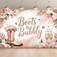 thumbnail image 1 of Boots and Bubbly Bridal Shower Backdrop Boho Western Pink Floral Wedding Photography Background Champagne Bride to Be Engagement Party Decorations Banner Supplies Photo Booth Props, 1 of 6