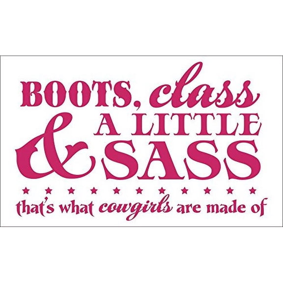 Boots, Class, A Little Sass Thats What Cowgirls Western Quotes Wall Decal Wall Words, 33x20-Inch Hot Pink