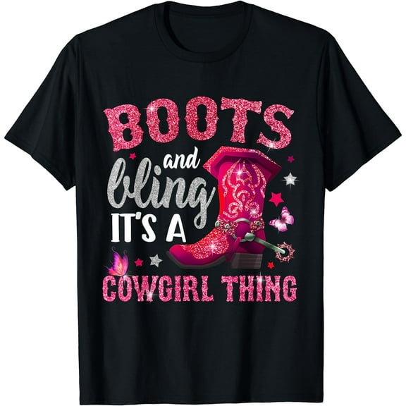 Boots Cowgirl Thing Country Life Western Womens Girls T-Shirt Black Small