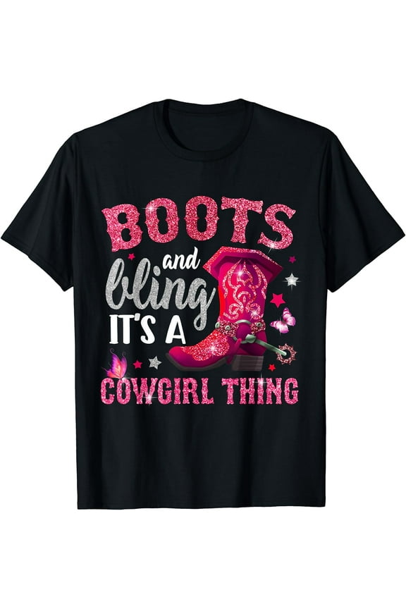 Boots Cowgirl Thing Country Life Western Womens Girls T-Shirt Black Small