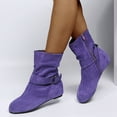 thumbnail image 1 of Boots Deals AnuYalueMid Calf Dress Boots For Women Wide Calf Slouchy Boots Zip up Flat Heel Boots Buckle Zipper Fall Winter Short Round Toe 2023 Boots, 1 of 5