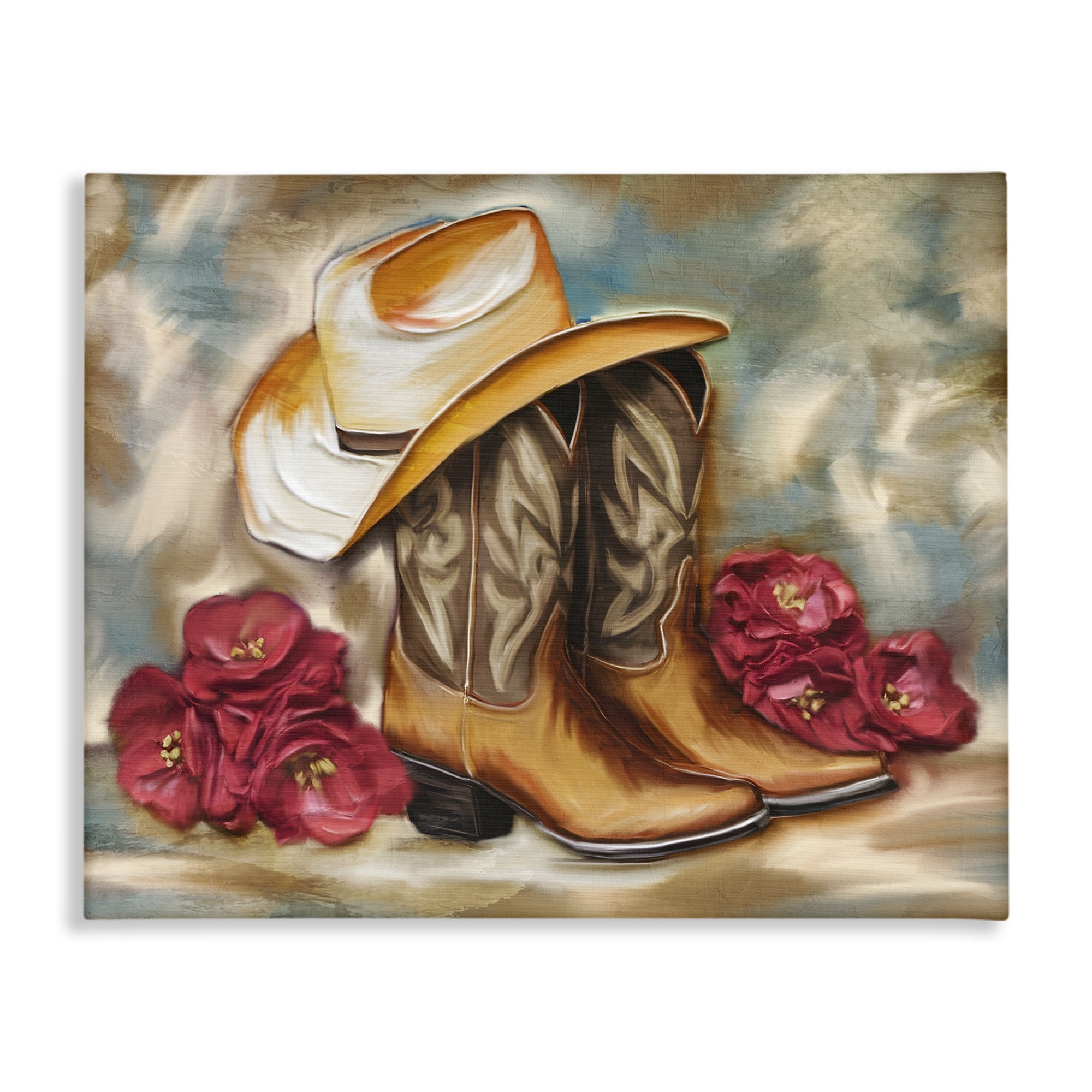 Boots & Floral Bunches Canvas Wall Art, design by Kim Allen