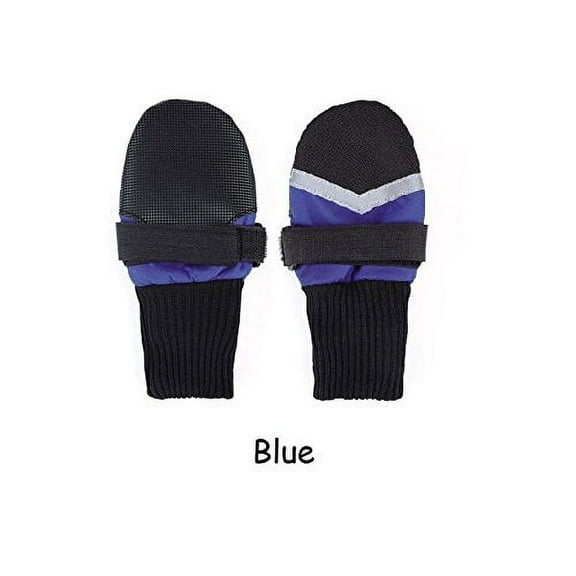 Boots For Dogs Reflective Durable Fleece Lined All Weather Non-Skid Dog Shoes (xxSmall Blue)