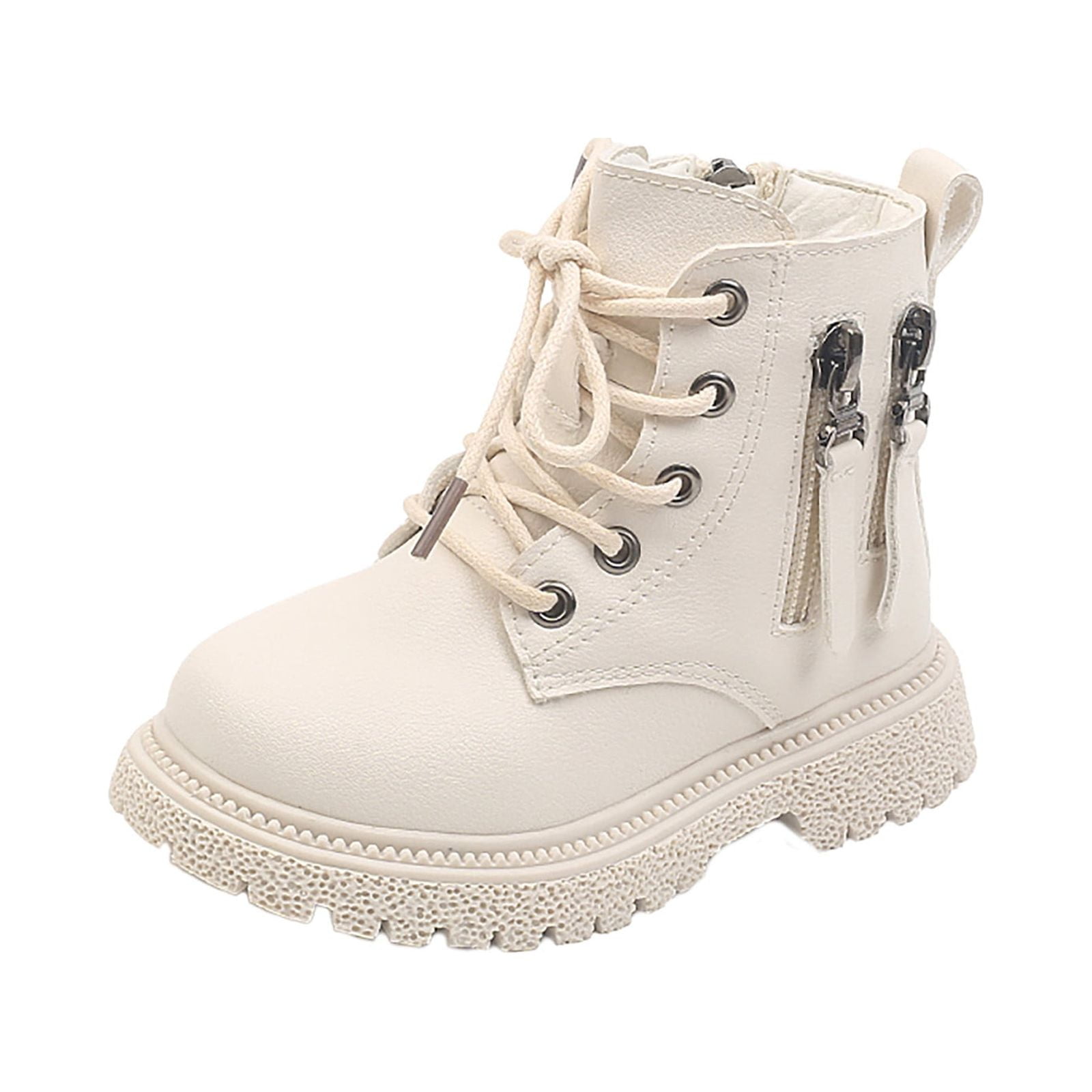 Girls' Boots Kids Ankle Boots Boys Girls Side Zipper Lace Up Work