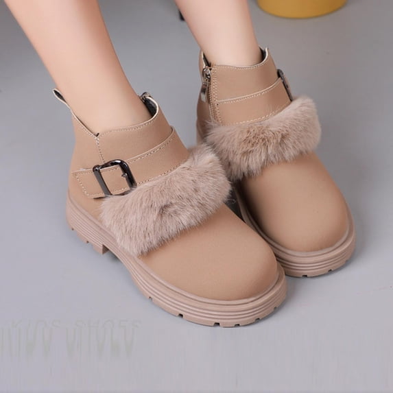 Boots Girls Girls' Boots Winter Children'S British Style Korean Version Leather Boots Big Children'S Princess Boots Snow Boots Fashion Outdoors Hiking Riding Casual Shoes
