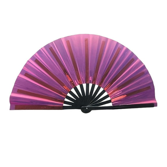 Boots on The Ground Fan, 2025 New Large Holographic Folding Hand Fan Line Dance Popping Fan, Clap Fans for Line Dancing Foldable Craft Holding Laser Colors Hand Fan (Color#D)