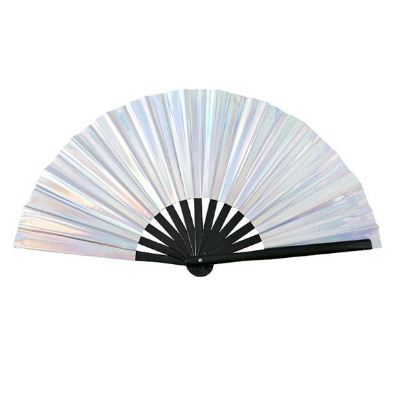 Boots on The Ground Fan, 2025 New Large Holographic Folding Hand Fan Line Dance Popping Fan, Clap Fans for Line Dancing Foldable Craft Holding Laser Colors Hand Fan (Color#A)