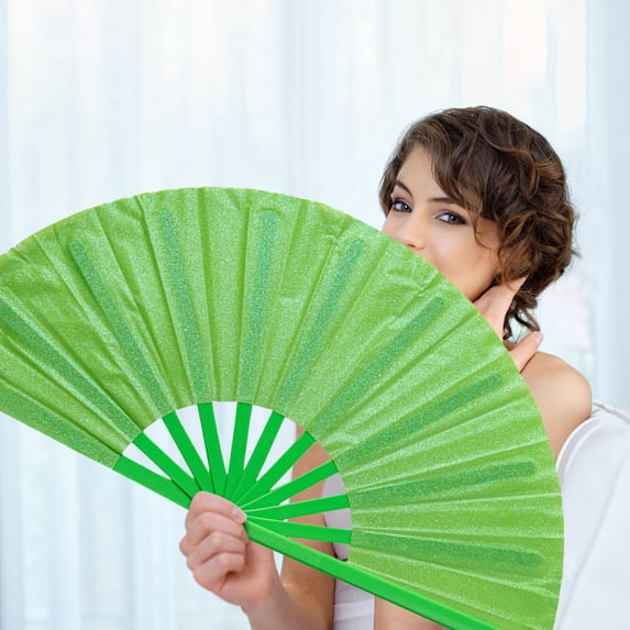 Boots on The Ground Fan, Large Holographic Folding Hand Fan, Clap Fans For Line Dancing, Foldable Craft Holding Laser Colors Hand Fan, Party, Dance Enthusiasts Gifts