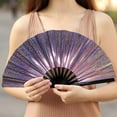thumbnail image 1 of Boots On the Ground Hand Fan 13 Inch Hand Fans for Women Foldable Colorful Reflective Fans for Line Dancing Chinese Japanese Tai Chi Edm Music Festival Event Party Dance Performance Decoration, 1 of 6
