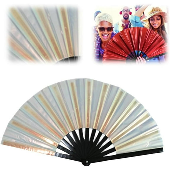 Boots on The Ground Hand Fan, Clacking Fans for Line Dancing, Big Fans Handheld Line Dancing, Fashion Craft Folding Fan Iridescent Clacking Hand Fan (D)