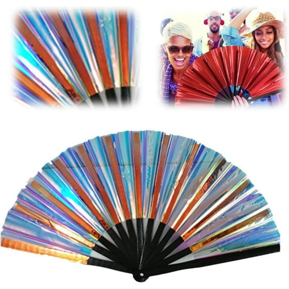 Boots on The Ground Hand Fan, Clacking Fans for Line Dancing, Big Fans Handheld Line Dancing, Fashion Craft Folding Fan Iridescent Clacking Hand Fan (D)