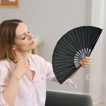 Boots on The Ground Hand Fan, Large Holographic Folding Hand Fan, Clap Fans for Line Dancing, for Line Dancing, Party, Dance Enthusiasts Gift (Black, 12.99in)