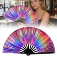 thumbnail image 1 of Boots On The Ground Hand Fan, Large Rave Folding Hand Fan for Men/Women, Holographic Folding Fan, Holographic Folding Popping Line Dance Fan, Handheld Clacking Fans, 1 of 7