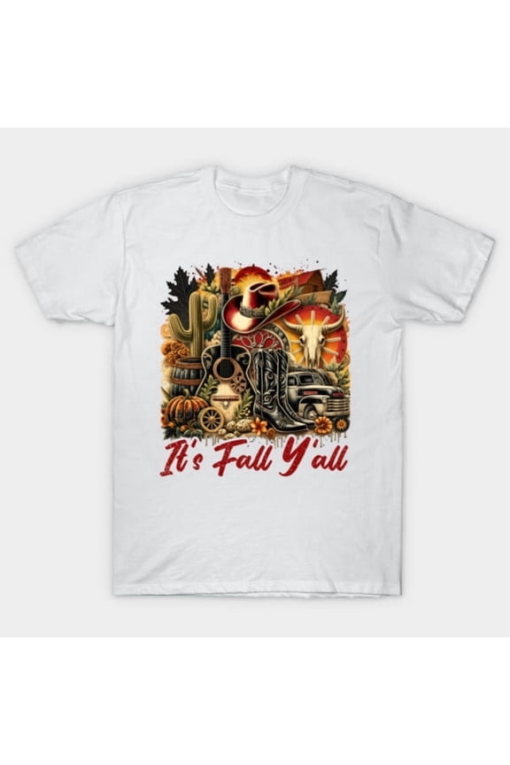 Boots Guitar Pumpkin Harvest Autumn Cowboy Cowgirl Western G7028 Unisex T-Shirt, Up to Size 5XL