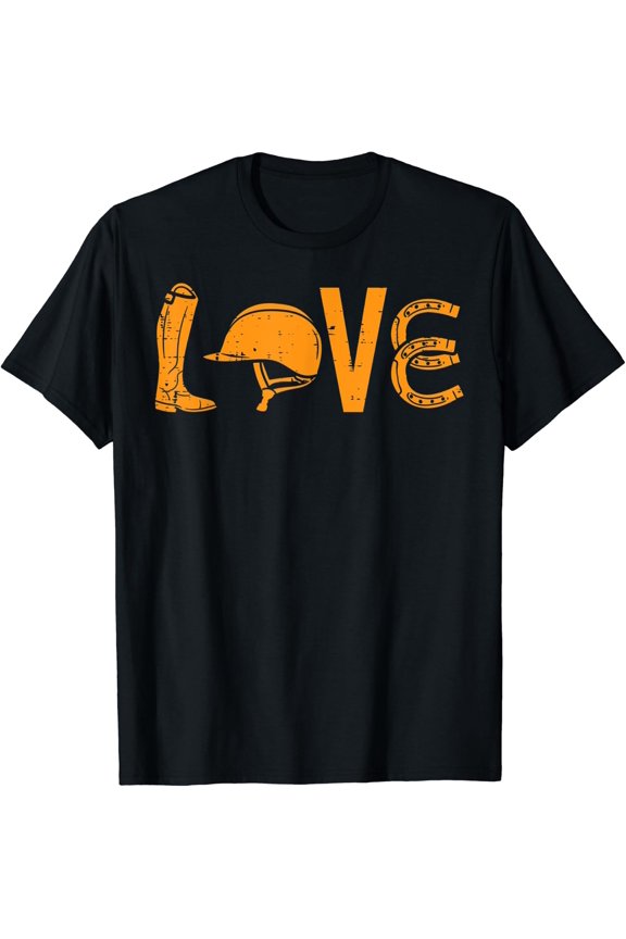 Boots Helmet Horseshoe Love Riding Horse Lover Equestrian T-Shirt Size S-5XL