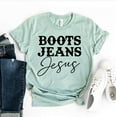 thumbnail image 1 of Boots Jeans Jesus T-shirt Sassy Tshirt Religious Shirts Cross Top Church Gift Farm Shirt Women's Faith Tee, 1 of 3