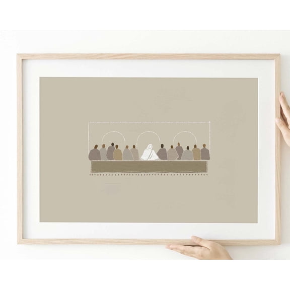 Christ Last Supper Poster Print, Christian Bible Art Passover Meal Modern Bible Verse Christ Print Kitchen Wall Art Bible Sketch Scripture Wall Art, Modern Wall Decor, 12x18 UNFRAMED