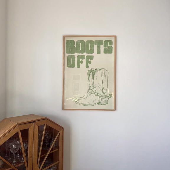 Boots Off Western Wall Art Remove Shoes Sign Sage Green Entryway Mudroom Decor Unframed Paper Print