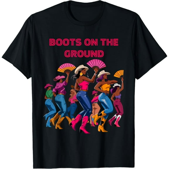 Boots On The Ground Funny Cowgirl Boots Bling Women T-Shirt Tops Tee