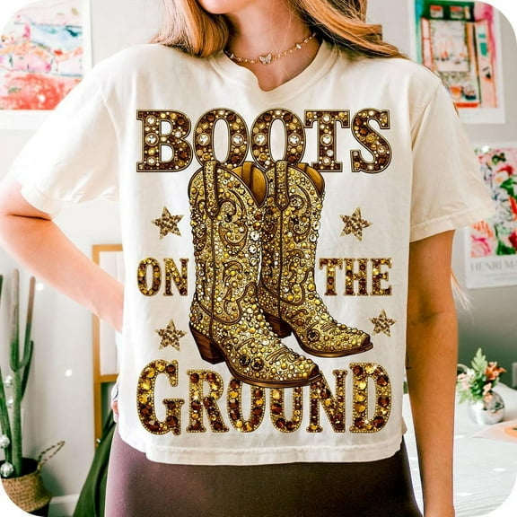 Boots On The Ground T-Shirt, Western Cowboy Cowgirl Boots Tee, Country Rodeo Graphic Shirt, Rustic Western Aesthetic Shirt