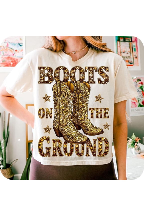Boots On The Ground T-Shirt, Western Cowboy Cowgirl Boots Tee, Country Rodeo Graphic Shirt, Rustic Western Aesthetic Shirt