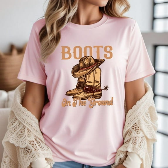 Boots On The Ground T-shirt, Western Cowgirl Boots, Line Dance T-shirt, Western Cowboy Boots T-shirt.