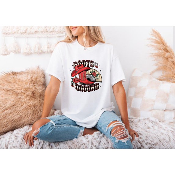 Boots On The Ground Unisex Tee for Rustic Country Fans, for men & women, up to size 5XL.
