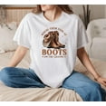 thumbnail image 1 of Boots On The Ground Western Cowgirl Rodeo Graphic Artwork Unisex T-Shirt, up to size 5XL, 1 of 2