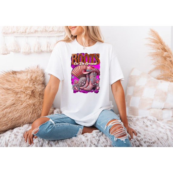 Boots On The Grouund Unisex Tee for Rustic Style Lovers, for men & women, up to size 5XL.