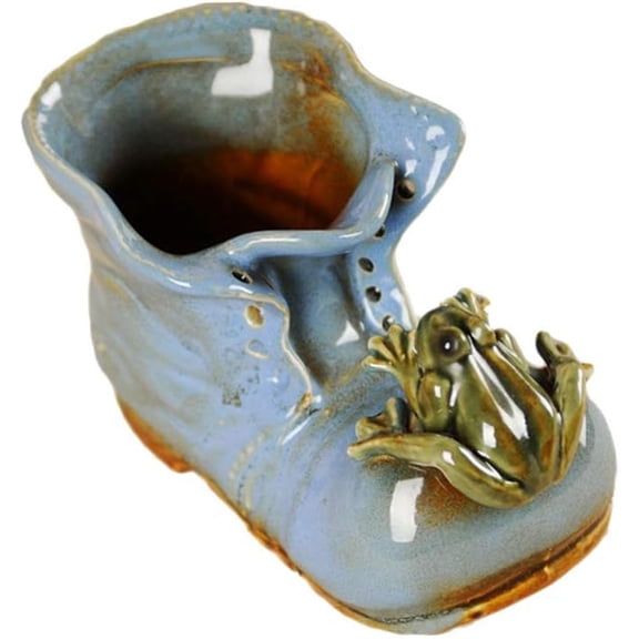 Boots Shaped Flower Pots Ceramics Cartoon Shoe Succulent Planter Pot Home Office Desktop Decoration-As Shown