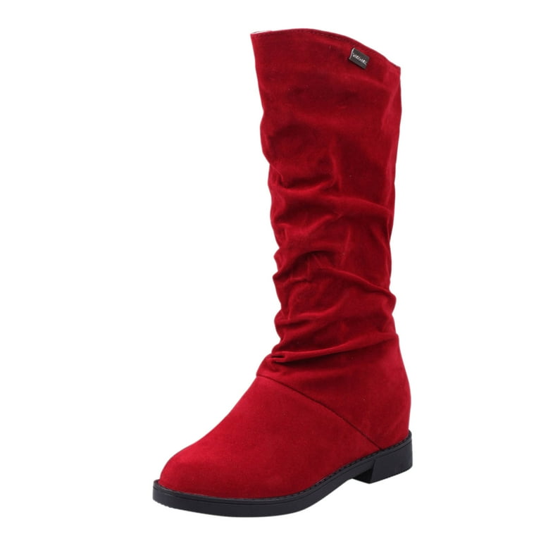 Boots Soft Winter Suede Womens Wide Calf Riding Boots Size 8 Autumn Midsolid Warm Boots Rubber Boots for Women Size 9 Wide Calf Classic Women s Color Lowheel Women s Boots Walmart