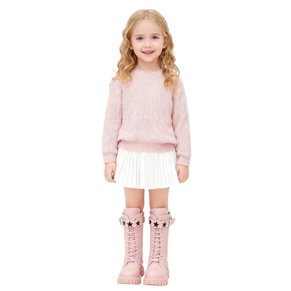 Girls Boots,Winter Boots Stylish Star Decorated High Top Belt Buckle Design Fashion Footwear Boots Girls,Toddler Boots,Z01 Red,9-9.5 Years