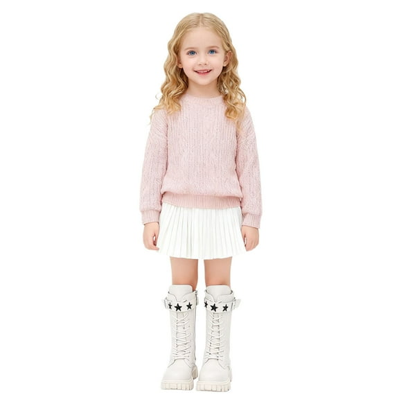 Girls Boots,Winter Boots Stylish Star Decorated High Top Belt Buckle Design Fashion Footwear Boots Girls,Toddler Boots,Z01 White,10-10.5 Years