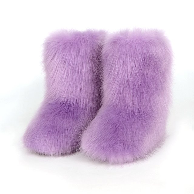 Boots for Women,2024 Latest Hot Women's Snow Boots Fluffy Furry Round