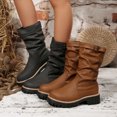 thumbnail image 1 of Boots for Women Chunky Heel Round Toe Thickened Velvet Solid Color Boots Casual Versatile Breathable Fall Winter Comfortable Thick-Soled Warm Snow Boots, 1 of 10