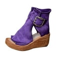 thumbnail image 1 of Boots for Women Verugu Chunky Heel Ankle Booties Ankle Boots for Women Summer High-top Wedge Sandals Thick-soled Fish Mouth Roman Sandals Purple 40, 1 of 5