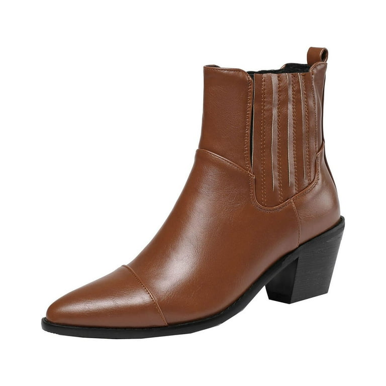Boots for Women Clearance Deals! Verugu Western Cowboy Chunky Heel