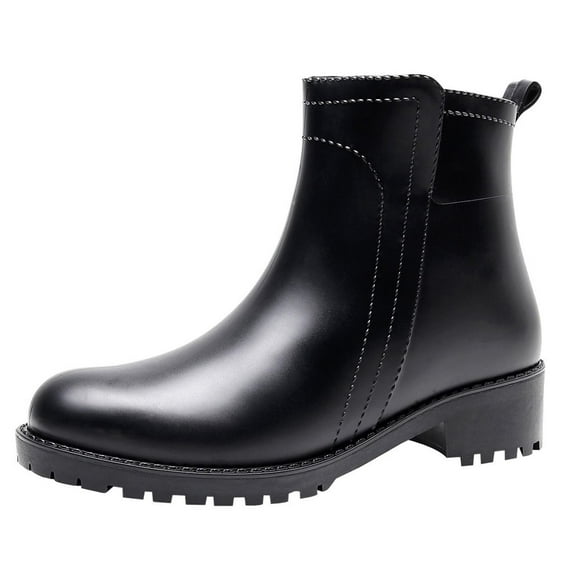 Boots for Women Clearance Deals! Verugu Western Cowboy Low Heel Comfort Bootie Ankle Boots for Women Style Snow Boots Women's Non-Slip Rain Boots Outdoor Rubber Water Shoes Black 40