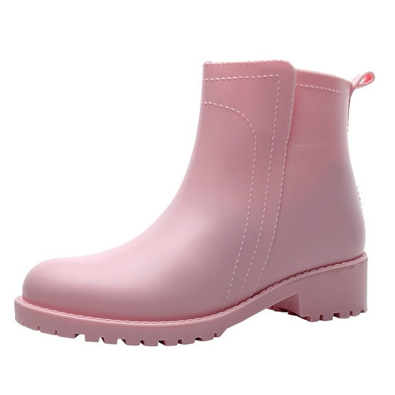 Boots for Women Verugu Western Cowboy Low Heel Comfort Bootie Ankle Boots for Women Style Snow Boots Women's Non-Slip Rain Boots Outdoor Rubber Water Shoes Pink 40