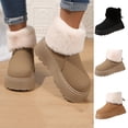 thumbnail image 1 of Boots for Women Fleece-Lined Round Toe Thick Sole Flatform Ankle Snow Boots Women Winter Fall Fashion Warm Comfortable Booties for Casual Outings Daily Work, 1 of 10