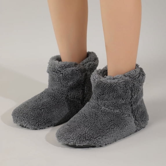 Boots Women Plush Boots for Women Platform Shoes Woman Keep Warm Women Shoes Soft Flat Winter Boots Botas Mujer (Long Deep Gray,36-37)