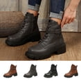 thumbnail image 1 of Boots Women Round Toe Chunky Heel Lace-up Ankle Short Boots with Side Zipper Women's Fashionable Casual Versatile Fall Winter Comfortable Dressy Boots, 1 of 10