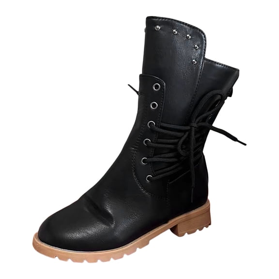 Boots for Women,Stylish Women Autumn Mid Calf Boots with Durable Thick Sole and Classic Square Heel Design for Everyday Comfort,Knee High Boots Women,Black9