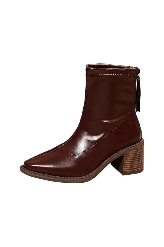 Boots for Women,Stylish Women Mid Calf Boots Classic Heel Design Comfortable On Ankle Booties For Everyday Casual Wear Durable Footwear,Knee High Boots Women,Brown,8