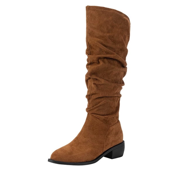 Boots for Women,Stylish Women Mid Calf Boots with Square Heel On Design for Everyday Fall Winter Comfortable Footwear Durable Construction,Knee High Boots Women,Brown,5.5