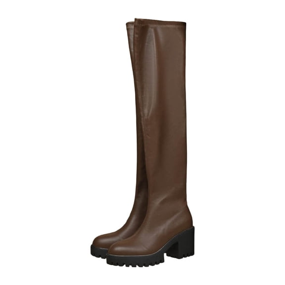 Boots for Women,Stylish Women Mid Calf Boots With Substantial Heel Support All Day Comfort For Autumn Winter Wear Construction Adaptable Everyday Fashion,Knee High Boots Women,Coffee,8