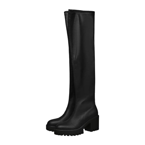 Boots for Women,Stylish Women Mid Calf Boots With Substantial Heel Support All Day Comfort For Autumn Winter Wear Construction Adaptable Everyday Fashion,Knee High Boots Women,Black,8.5